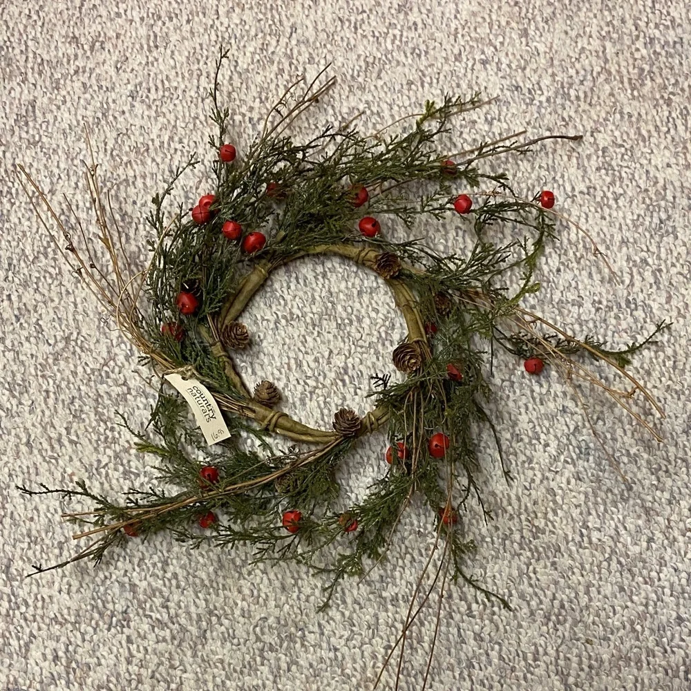 Festive Green and Red Holiday Wreath